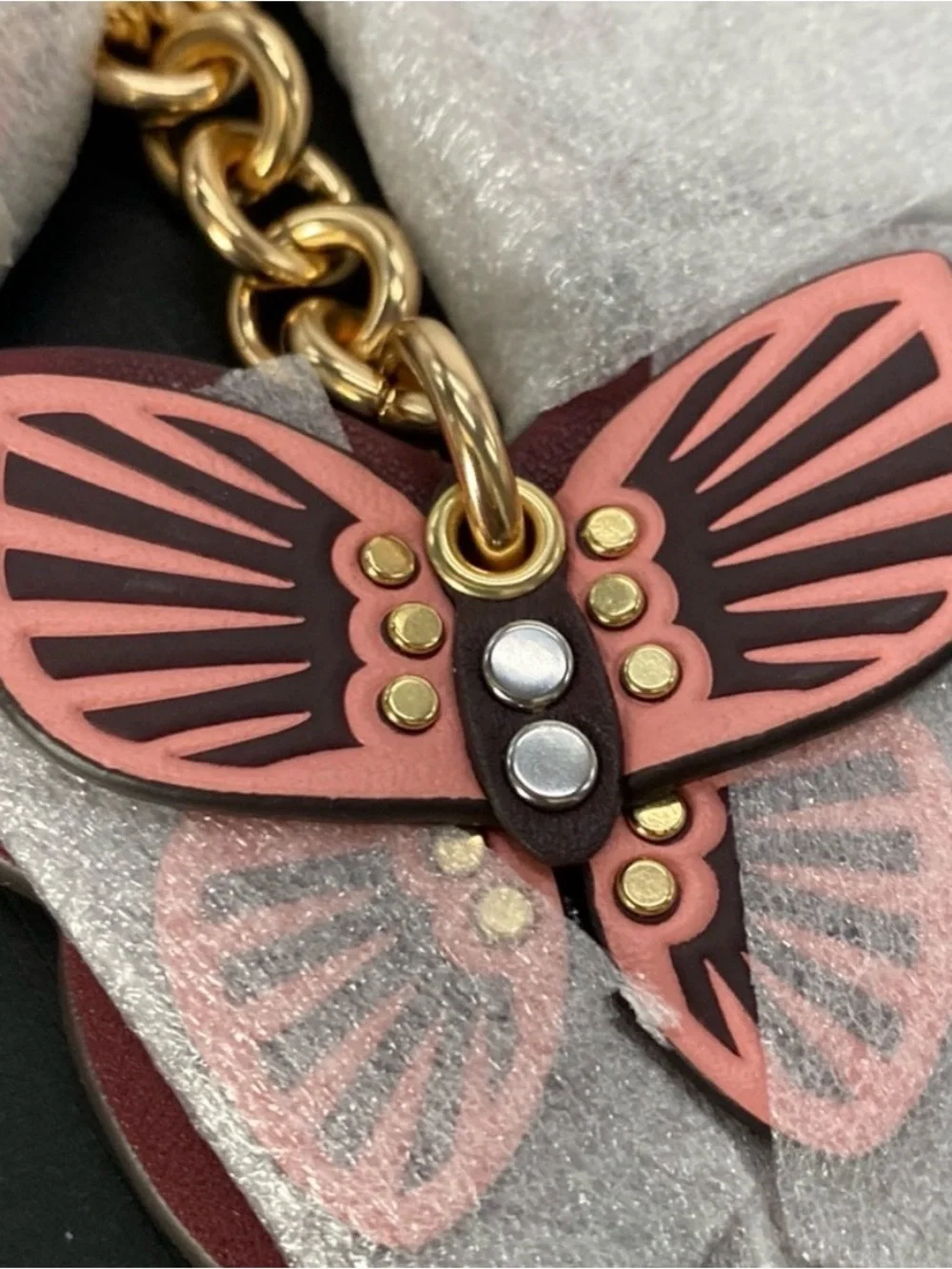 Coach Butterfly Cluster Bag Charm / Keychain Boysenberry Multi NWT - Picture 4 of 5